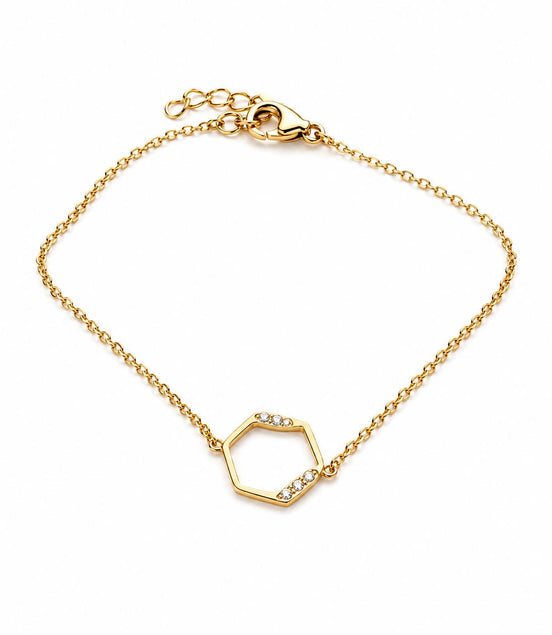 Pulsera Hexágono Dorado con Circonitas