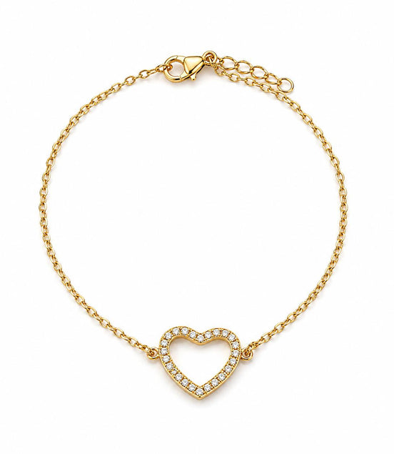 Pulsera Dorada con Corazón y circonitas