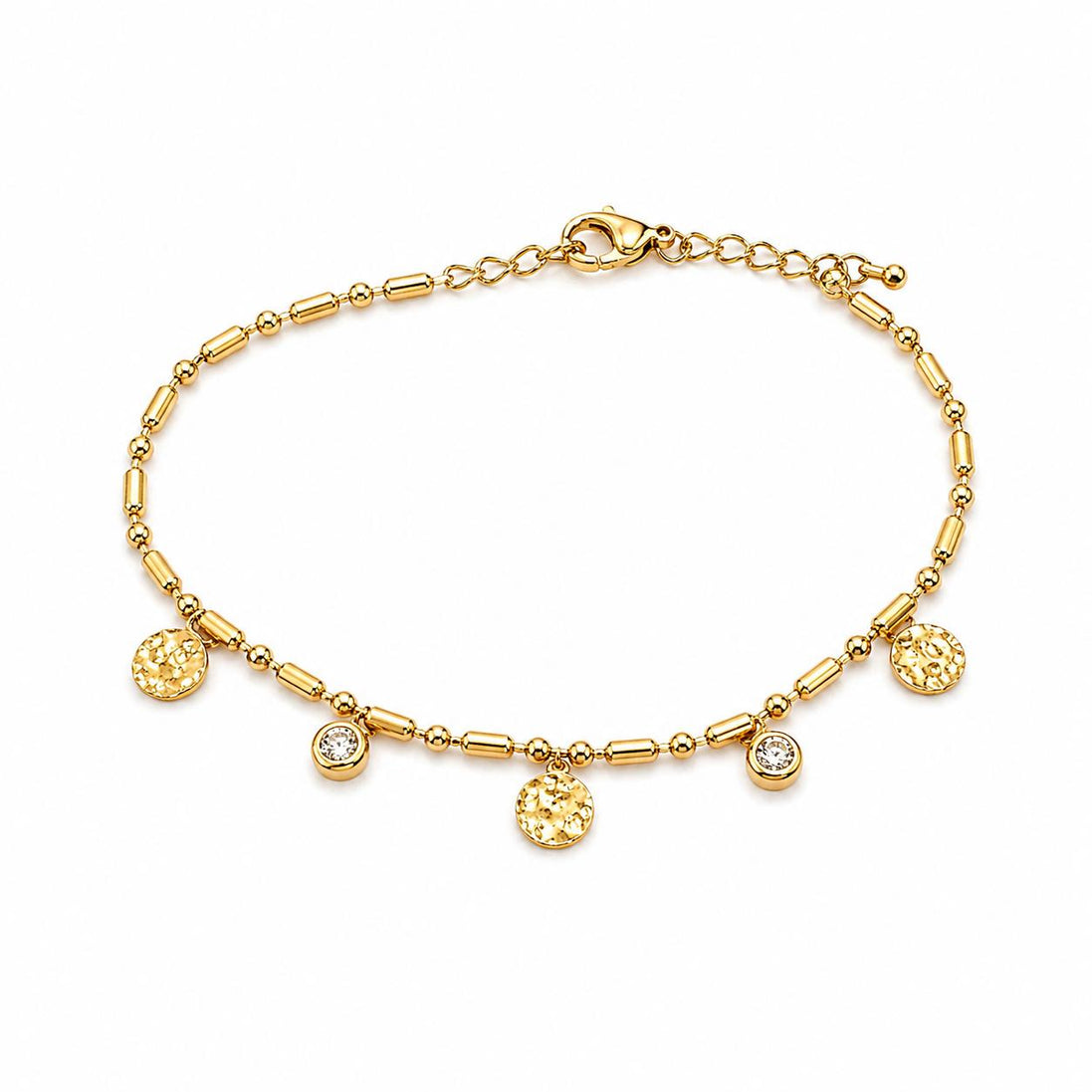 Pulsera Dorada con Círculos y Circonitas