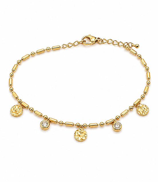 Pulsera Dorada con Círculos y Circonitas