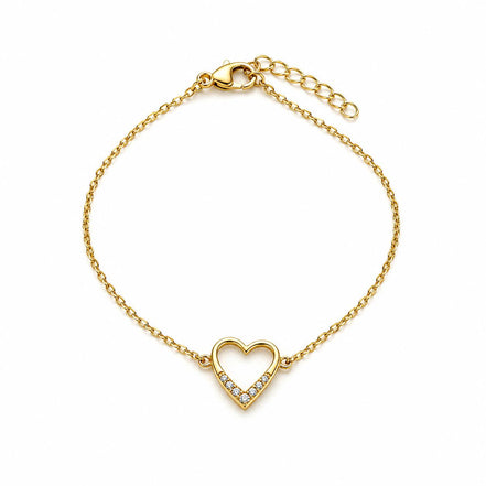 Pulsera Dorada con Corazón y Circonitas