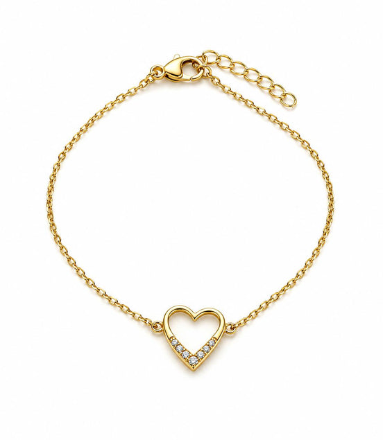 Pulsera Dorada con Corazón y Circonitas