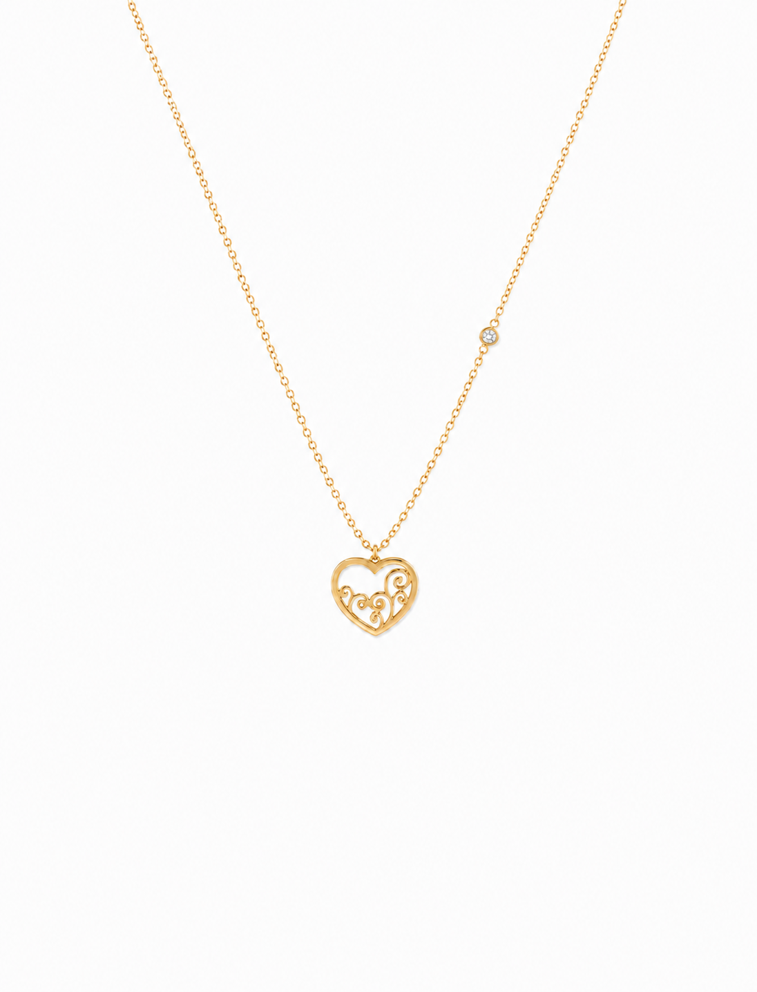 Collar Dorado Corazón con Nácar y una Circonita