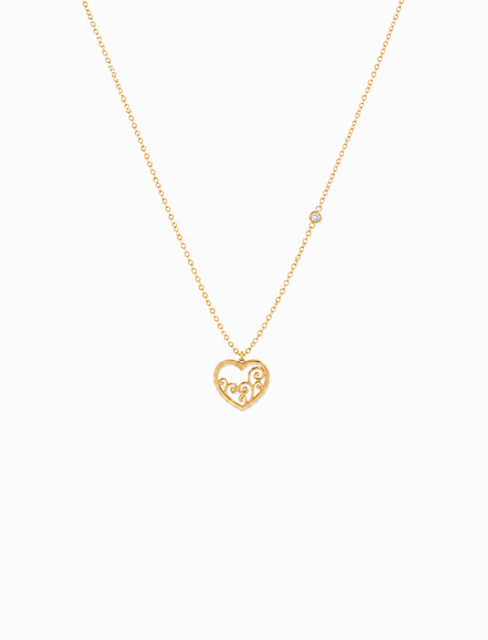 Collar Dorado Corazón con Nácar y una Circonita